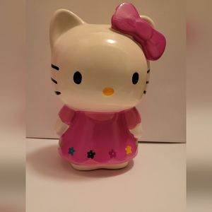 Hello Kitty Pink Ceramic Coin Bank Sanrio 2007 Chipped Bow